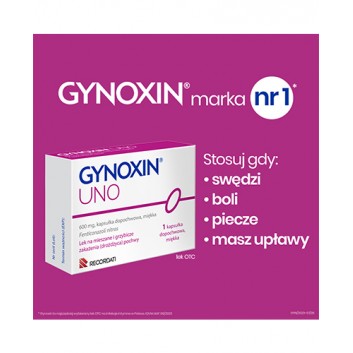 Gynoxin Uno 600 mg, na mieszane i grzybicze infekcje intymne, 1 kaps. dopochwowa miękka, cena, opinie, wskazania - obrazek 3 - Apteka internetowa Melissa