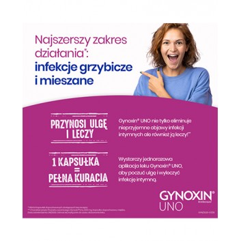 Gynoxin Uno 600 mg, na mieszane i grzybicze infekcje intymne, 1 kaps. dopochwowa miękka, cena, opinie, wskazania - obrazek 4 - Apteka internetowa Melissa