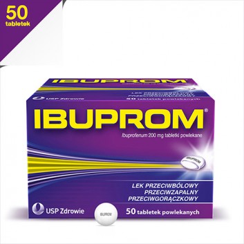 IBUPROM, lek przeciwbólowy, 50 tabletek - obrazek 1 - Apteka internetowa Melissa