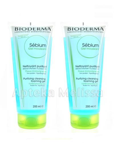 BIODERMA SEBIUM Antybakteryjny żel do mycia twarzy - 2 x 200 ml - Apteka internetowa Melissa