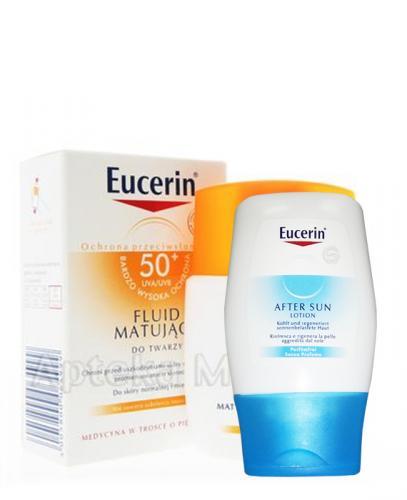 EUCERIN SUN Fluid matujący do twarzy SPF50+ - 50 ml + Mleczko po opalaniu 75 ml GRATIS !!! - Apteka internetowa Melissa