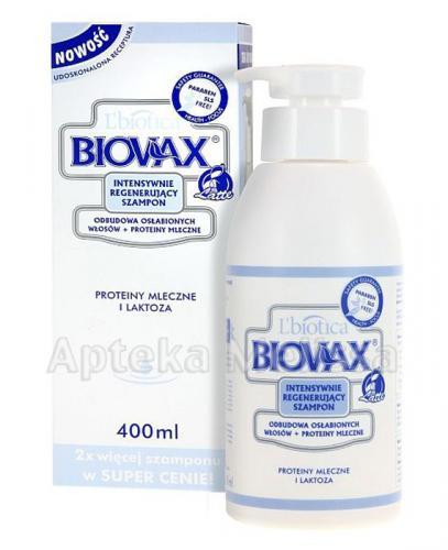 BIOVAX ODBUDOWA OSŁABIONYCH WŁOSÓW + PROTEINY MLECZNE Intensywnie regenerujący szampon - 400 ml - Apteka internetowa Melissa