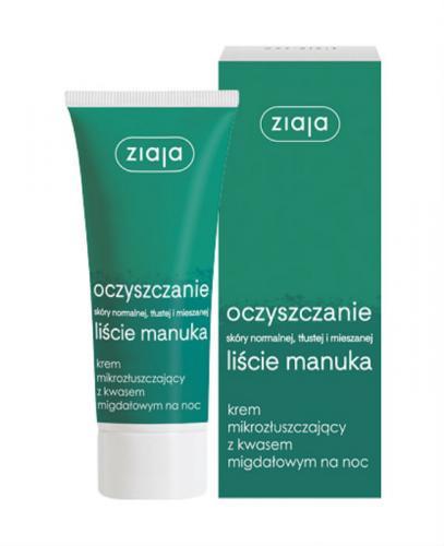 ZIAJA OCZYSZCZANIE Liście manuka krem mikrozłuszczający z kwasem migdałowym na noc, 50 ml