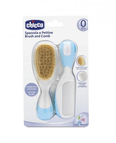 CHICCO Szczotka+grzebień naturalne włosie Niebieska - 1 szt. - Apteka internetowa Melissa