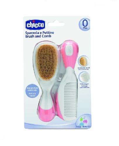 CHICCO Szczotka + grzebień naturalne włosie Różowa - 1 szt. - Apteka internetowa Melissa