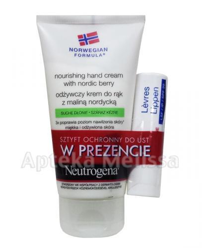 NEUTROGENA FORMUŁA NORWESKA Krem do rąk z maliną nordycką - 75 ml + Neutrogena Sztyft ochronny do ust - 4,8 g - Apteka internetowa Melissa