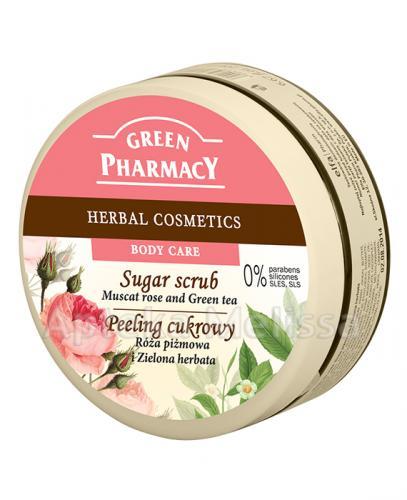 GREEN PHARMACY Peeling cukrowy róża piżmowa i zielona herbata - 300 ml - Apteka internetowa Melissa