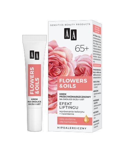  AA FLOWERS & OILS 65+ Krem przeciwzmarszczkowy na okolice oczu i ust, 15 ml - Apteka internetowa Melissa  