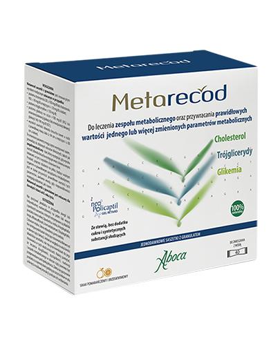  Aboca Metarecod na zespół metaboliczny, 40 saszetek + Aboca Metarecod do leczenia zespołu metabolicznego, smak pomarańczowy i brzoskwiniowy - 4 saszetki - Apteka internetowa Melissa  