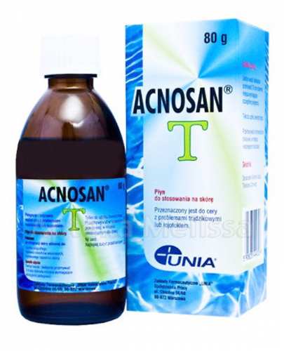 
                                                                          ACNOSAN T Płyn do stosowania na skórę -  80 g. Na trądzik czy łojotokowe zapalenie skóry. - Drogeria Melissa                                              