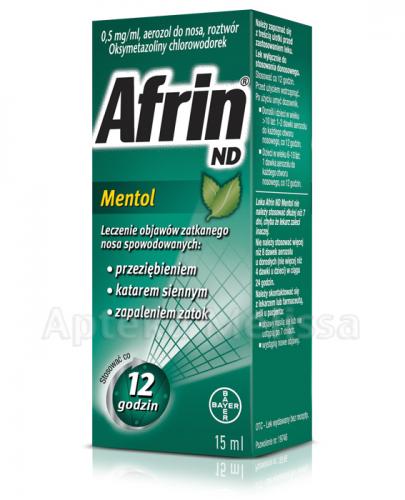 AFRIN ND Mentol Aerozol do nosa 0,5 mg/ml - 15 ml - Apteka internetowa Melissa