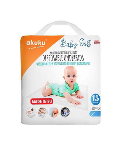  Akuku Baby Soft Wielofunkcyjne higieniczne podkłady jednorazowe 40 x 60 cm - 15 szt.  - Apteka internetowa Melissa  