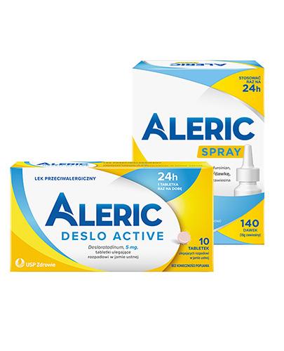  ALERIC DESLO ACTIVE 5mg, 10 tabletek preparat przeciwalergiczny, + Aleric Spray Aerozol do nosa, 140 dawek - Apteka internetowa Melissa  
