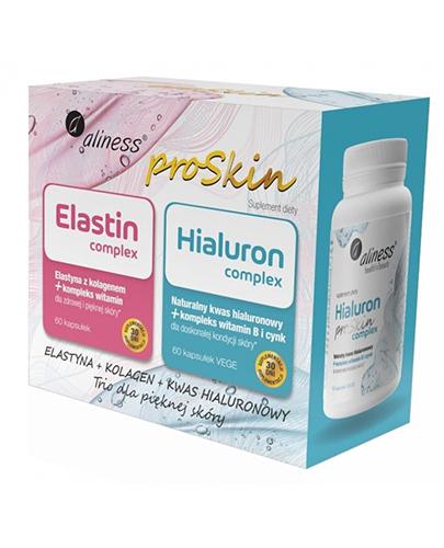 Aliness Proskin Zestaw Elastin complex, 60 kaps. + Hialuron complex, 60 kaps., Dla zdrowej skóry, cena, opinie, właściwości - Apteka internetowa Melissa