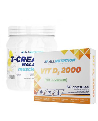  ALLNUTRITION 3-Creatine Malate muscle max, lemon - 500 g + ALLNUTRITION VIT D3 2000 - 60 kaps. - Apteka internetowa Melissa  