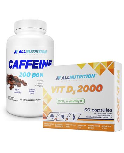  ALLNUTRITION Caffeine 200 power - 100 kaps. + ALLNUTRITION VIT D3 2000 - 60 kaps. - Apteka internetowa Melissa  