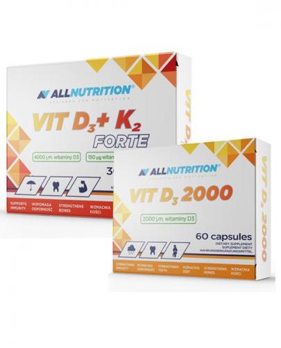  ALLNUTRITION VIT D3 + K2 Forte - 30 kaps. + ALLNUTRITION VIT D3 2000 - 60 kaps. - Apteka internetowa Melissa  