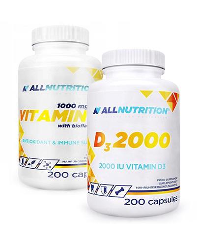  Allnutrition Vitamin C 1000 mg - 200 kaps. + Allnutrition D3 2000 - 200 kaps. - Apteka internetowa Melissa  