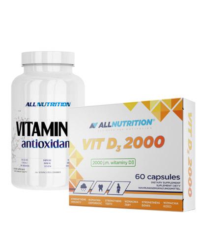  ALLNUTRITION Vitamin C antioxidant - 250 g + ALLNUTRITION VIT D3 2000 - 60 kaps. - Apteka internetowa Melissa  