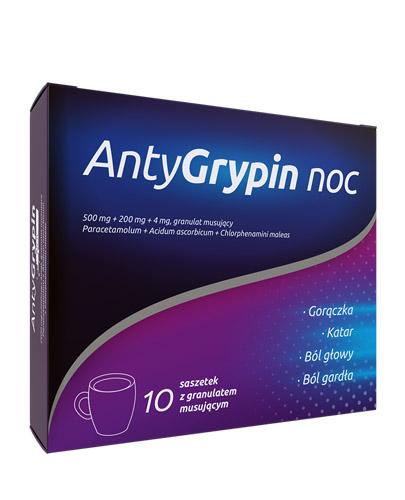  ANTYGRYPIN NOC Saszetki z granulatem musującym, 10 sztuk, na przeziębienie i grypę - Apteka internetowa Melissa  