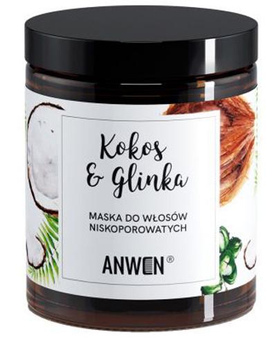  Anwen Kokos & Glinka Maska do włosów niskoporowatych - 180 ml - cena, opinie, stosowanie - Apteka internetowa Melissa  