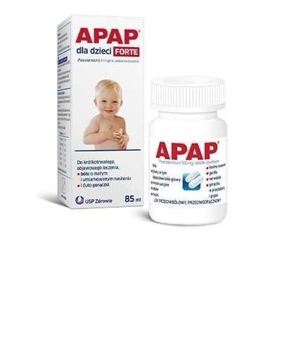 APAP - 50 tabl. + APAP DLA DZIECI FORTE 40mg/ml - 85 ml ZESTAW