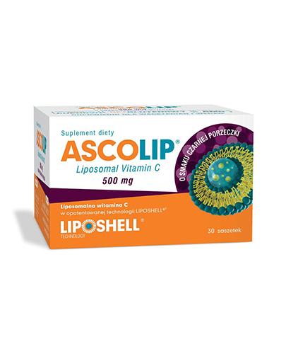  Ascolip Liposomal witamina C 500 mg o smaku czarnej porzeczki - 30 saszetek - cena, opinie, właściwości - Apteka internetowa Melissa  