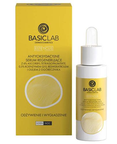 BasicLab Antyoksydacyjne Serum regenerujące z 6% ascorbbyl tetraisopalmitate, 0,5% koenzymem Q10, resweratrolem i olejem z ogórecznika - 30 ml - cena, opinie, właściwości - Apteka internetowa Melissa