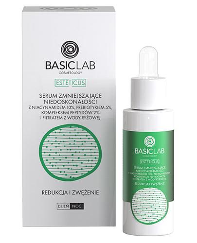  BasicLab Cosmetology Esteticus Serum zmniejszające niedoskonałości z Niacynamidem 10%, Prebiotykiem 5%, kompleksem peptydów 2% i filtratem z wody ryżowej Redukcja i Zwężenie, 30 ml  - Apteka internetowa Melissa  