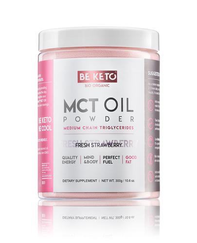 BeKeto MCT Oil Powder Fresh Strawberry, 300 g, cena, opinie, właściwości