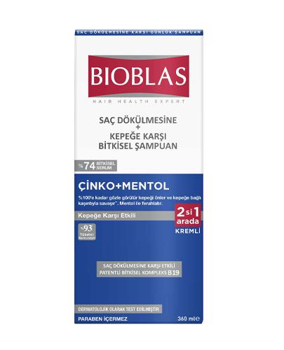  Bioblas Szampon ziołowy z odżywką na wypadanie włosów przeciwłupieżowy cynk + mentol, 360 ml, cena, wskazania, właściwości - Apteka internetowa Melissa  