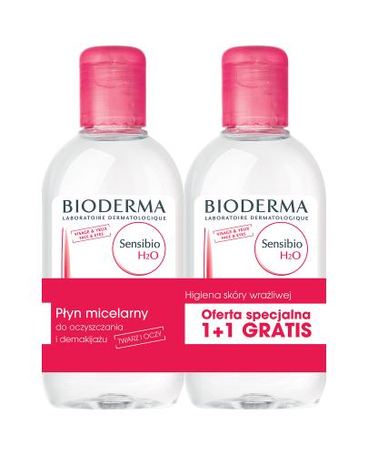 BIODERMA SENSIBIO H2O DUOPACK Płyn micelarny do oczyszczania twarzy i zmywania makijażu - 2 x 250 ml - Drogeria Melissa