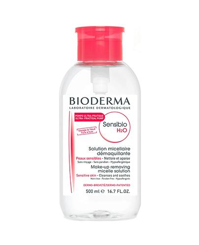  Bioderma Sensibio H2O Płyn micelarny do oczyszczania twarzy i zmywania makijażu z pompką, 500 ml - Apteka internetowa Melissa  
