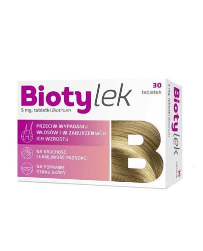 Biotylek 5 mg, 30 tabl. na włosy, skórę i paznokcie, cena, opinie, dawkowanie