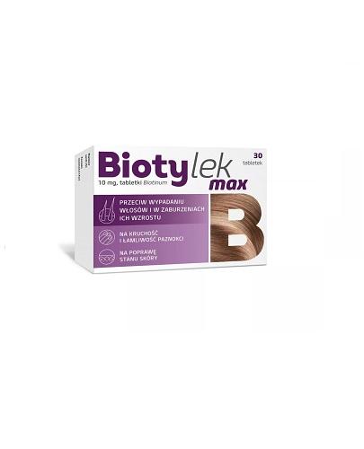 Biotylek max 10 mg, 30 tabl. Na skórę, włosy i paznokcie, cena, opinie, właściwości