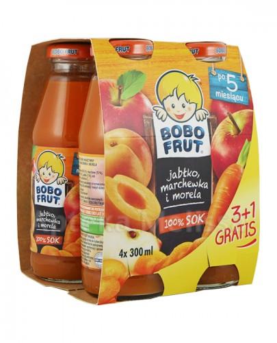 BOBO FRUT Sok jabłko, marchewka i morela po 5 miesiącu - 4 x 300 ml PROMOCJA 4 w cenie 3 - Apteka internetowa Melissa