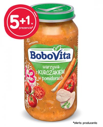 BOBOVITA Junior Warzywa z kurczakiem w pomidorach - 6 x 250 g - cena, opinie, właściwości