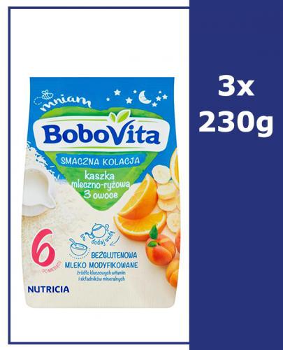  BoboVita Smaczna Kolacja Kaszka mleczno-­ryżowa 3 owoce po 6. miesiącu - 3 x 230 g - cena, opinie, wskazania - Apteka internetowa Melissa  