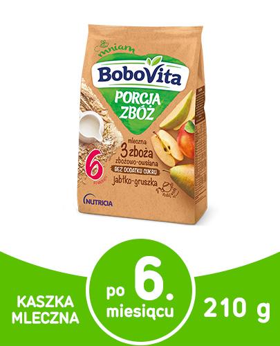  BOBOVITA PORCJA  3 ZBOŻA Kaszka mleczna o smaku jabłkowo-gruszkowym po 6 m-cu - 210 g - ważny do 2022-12-21  