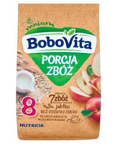 BOBOVITA PORCJA 7 ZBÓŻ Wielozbożowo-owsiana pełnoziarnista kaszka mleczna jabłkowa po 8 m-cu - 210 g - Apteka internetowa Melissa