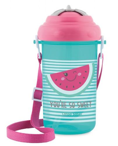 CANPOL BABIES Bidon sportowy ze składaną rurką 12m+, różowy 4/102 - 400 ml