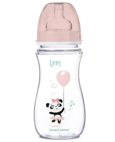 CANPOL BABIES Butelka szerokootworowa antykolkowa EasyStart 35/222, różowa - 300 ml - Apteka internetowa Melissa