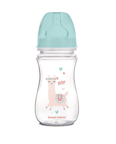 CANPOL BABIES Butelka szerokootworowa antykolkowa EasyStart zielona 35/221 - 240 ml