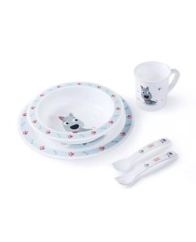 CANPOL BABIES Plastikowy zestaw stołowy Cute Animals 4/401, kolor niebieski - 1 szt.