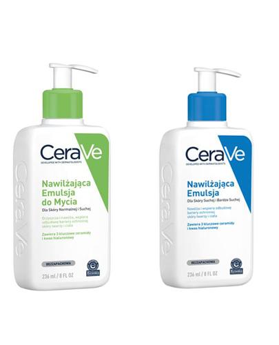 CERAVE Nawilżająca Emulsja do Mycia z ceramidami dla skóry normalnej i suchej - 236 ml + CERAVE Nawilżająca emulsja do twarzy i ciała do skóry suchej i bardzo suchej - 236 ml