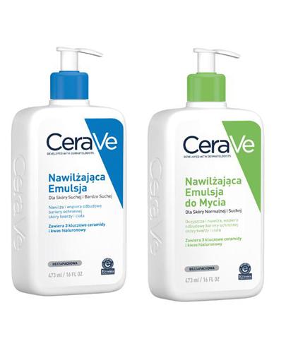 CERAVE Nawilżająca emulsja do twarzy i ciała do skóry suchej i bardzo suchej - 473 ml + CERAVE Nawilżająca Emulsja do Mycia z ceramidami dla skóry suchej i bardzo suchej - 473 ml