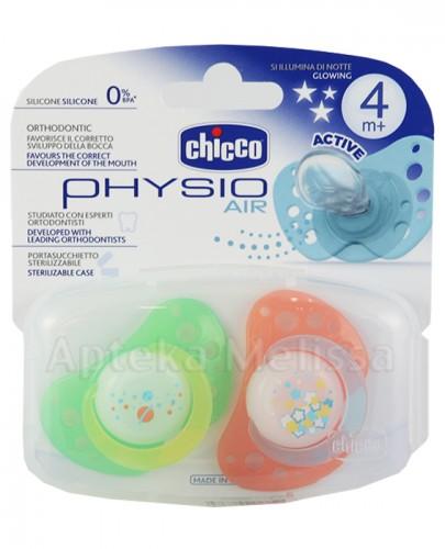 CHICCO PHYSIO AIR Smoczek silikonowy świecący w nocy zielony i pomarańczowy 4m+ - 2 szt. - Apteka internetowa Melissa