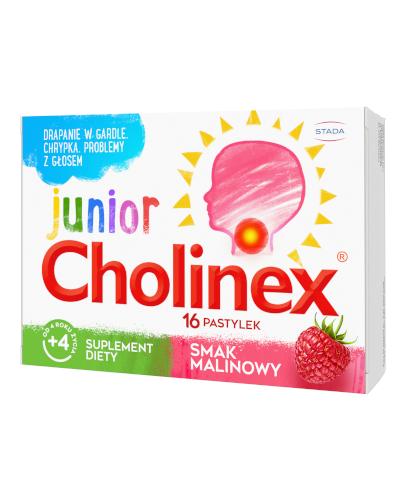 CHOLINEX JUNIOR Raspberry - 8 past. do ssania na ból gardła - Drogeria Melissa