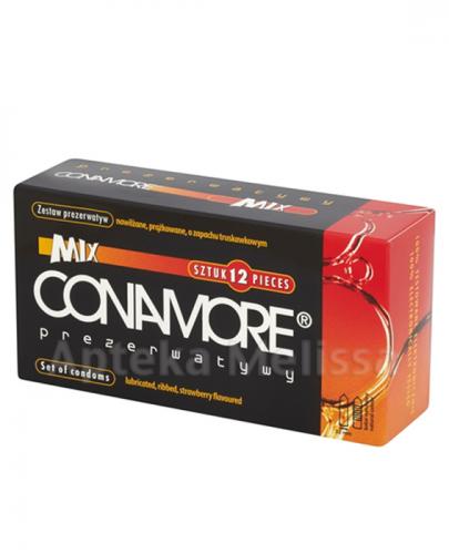 CONAMORE MIX nawilżane prążkowane o zapachu truskawkowym - 12 szt.