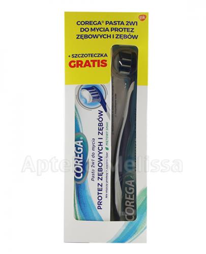 COREGA Pasta 2w1 do mycia protez zębowych i zębów + Szczoteczka - 75 ml - Apteka internetowa Melissa